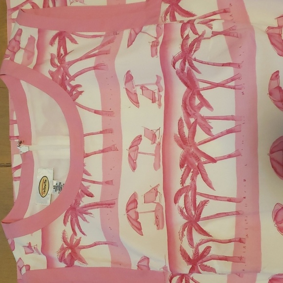 TALBOTS PINK BEACH PRINT SUMMER  SHEATH DRESS SZ 10 - Picture 2 of 14